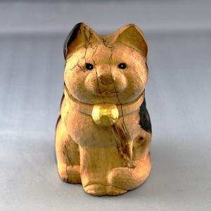 黒柿木彫　猫