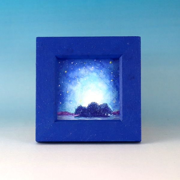 手描きミニ原画(松江の風景)宍道湖と星空No.7