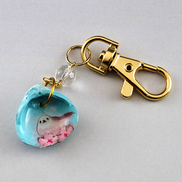 手描きしじみキーホルダー(水晶)No.4