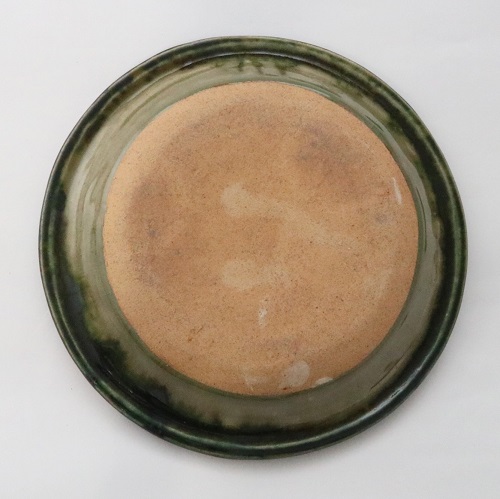 鶴文　緑釉皿