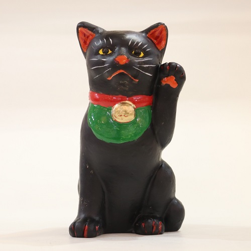 長浜招き猫　黒　(前掛け)