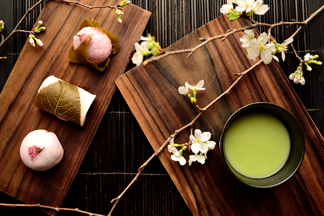 桜餅と抹茶